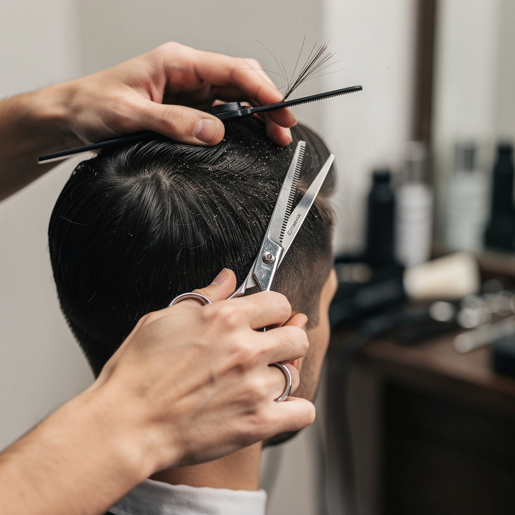 Champ's Barber Shop professional barber providing a precision haircut in Santa Barbara