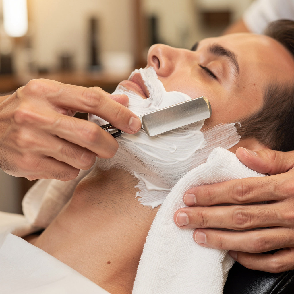 Champ's Barber Shop traditional straight razor shave service in Santa Barbara